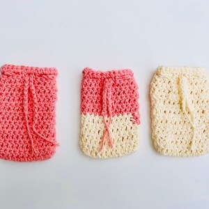 100% Cotton Soap Saver Bag Handmade Cotton Crochet Soap Saver Soap Buddy Body Scrubber Eco Friendly Gift Ideas Plastic-Free Soap Holder image 9