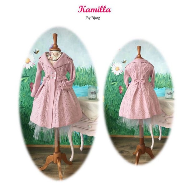 Knitting Pattern | Kamilla coat | Knitted, light weight wool coat pattern | for girls between 1,5 year old to 4,5 years old.
