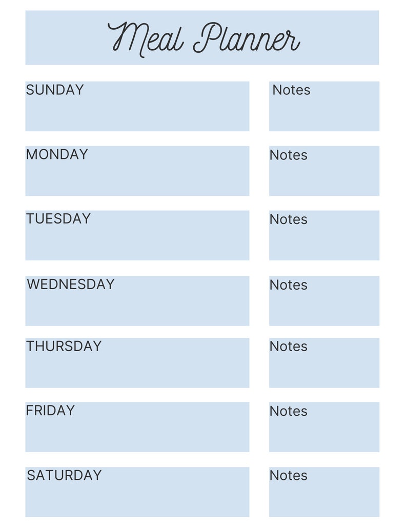 Meal Planner Health Tracker Printable Etsy
