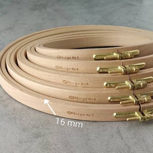 Nurge Wooden Embroidery, Cross Stitch, Punch Needle Hoop Frame, 16mm Depth, Beech Wood Ring, 8 Different Sizes