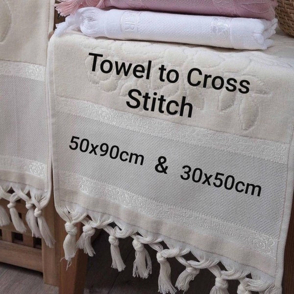 Diy Cross stitch Towels, 100% Cotton Terry, Fringed Towels, 16 Count Aida Towel, Needlepoint Towel, Handtuch zum Kreuzstich