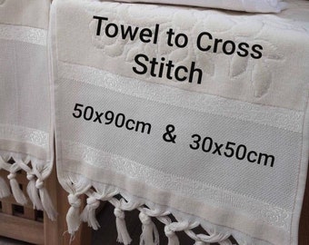 DIY Cross Stitch Towel: 100% Cotton Aida with Fringe