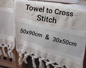 Diy Cross Stitch Towels, 100% Cotton Terry, Fringed Towels, 16 Count Aida Towel, Needlepoint Towel, Handtuch zum Kreuzstich