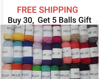 Soft Amigurumi Yarn, Punch Needle Yarn, 100% Cotton Knitting Yarn, Crochet Yarn, Soft Doll Yarns, Hello dk Yarn Pack
