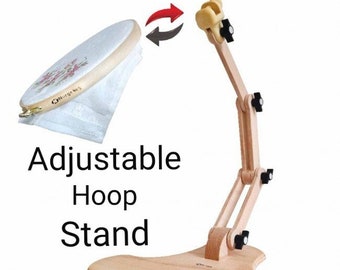 Wooden Adjustable Embroidery Hoop Stand - Nurge Beechwood Cross Stitch