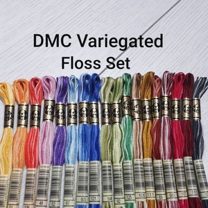 DMC Variegated Embroidery Floss Set, Six Stranded Cotton Thread, Set of 18 Variegeted Floss, Cross Stitch Thread, Embroidery Thread
