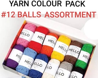 Hello DK Cotton Yarn: 12 Ball Amigurumi Assortment (25g or 50g)