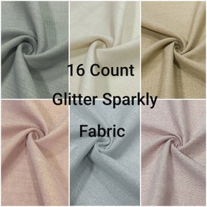 Opalescent Linen Aida Look, 16 Count Glitter Sparkly Aida Fabric, Soft Linen Aida Fabric, Even Weave Embroidery Cloth, Shiny Aida Cloth