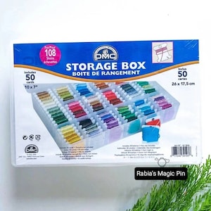 DMC Storage Box for Floss Embroidery, Thread Bobbins +50 free bobbins, Thread Organiser, Craft Organiser