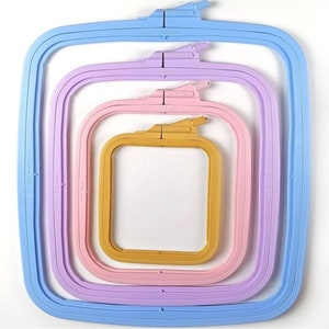 Nurge Colorful Plastic Embroidery Hoop, Square Cross Stitch Hoop, Punch Needle Hoop, Needlework Hoop Supplies