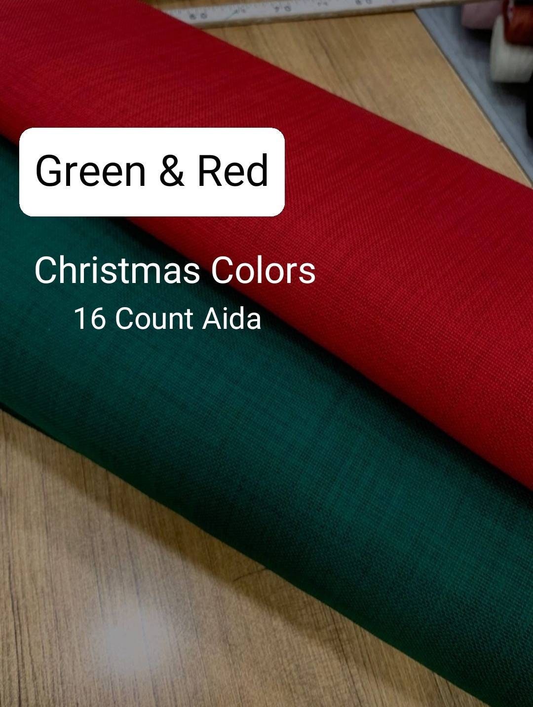 16 Count Christmas Colors Aida Fabric, Christmas Red and Christmas