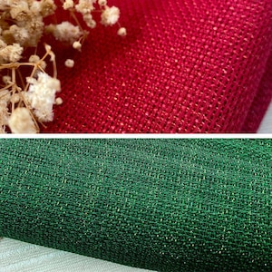 Opalescent Aida Fabric, 16ct Glitter Aida, Christmas Colors Aida, Sparkly Red, Sparkly Green, Cross Stitch Cloth, Embroidery Cloth