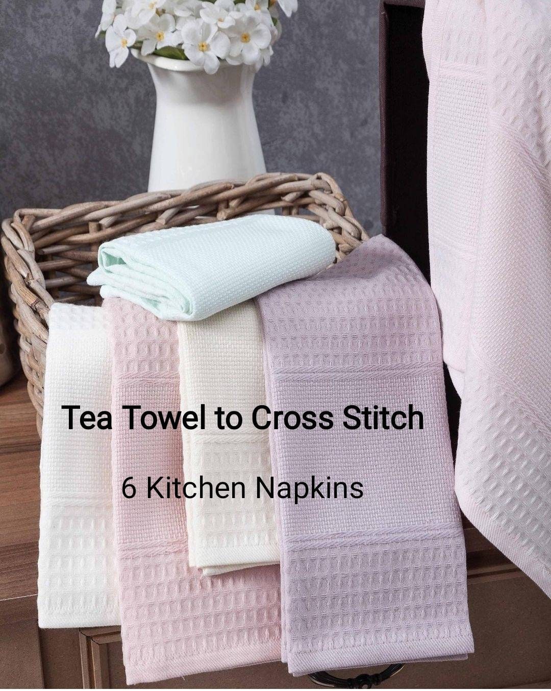 Diy Cross Stitch Tea Towel Set, Hand Towel, Linen Napkins Aida, Cotton Tea Towel, 14 Ct Aida