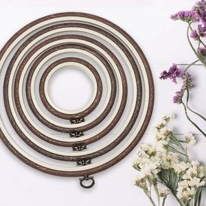Nurge Wooden Imitation Hoop, Flexi Hoop for Hand Embroidery, Cross Stitch Hoop Art, Embroidery Display, Cross Stitch Frame