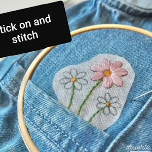 Stick and Stitch Embroidery Desing, DIY Embroidery  Transfers, Ready to Stitch Sticky Wash Awey Paper