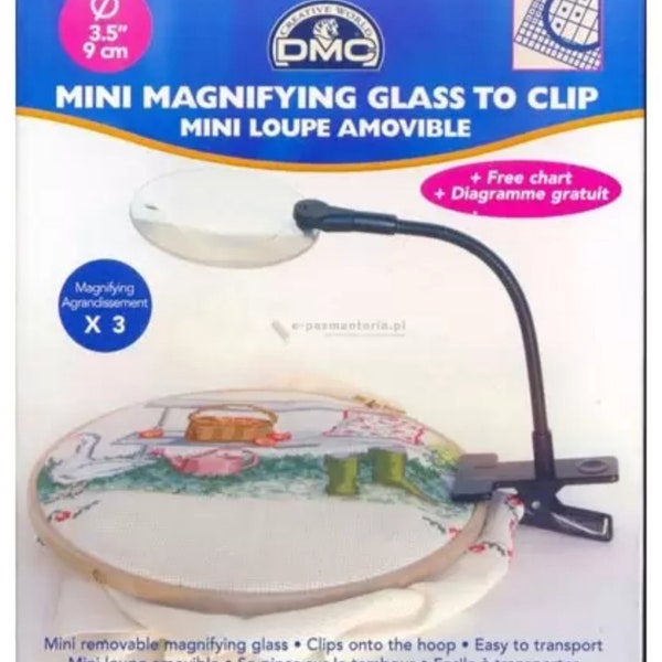 DMC Mini Magnifying Glass to Clip, Magnifier For Cross Stitch, Embroidery, Sewing, Mini Loupe Amovible