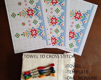 Cross Stitch DIY KIT, Towel to Cross Stitch,Hand towel Cross Stitch,Cross Stitch Kitchen Towel,Kitchen Towel for Cross Stitch