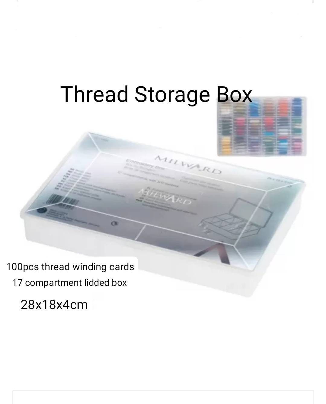 Embroidery Floss Organizer Box  17 Compartment Plastic Box with Lid, Embroidery  Thread Organizer with 100