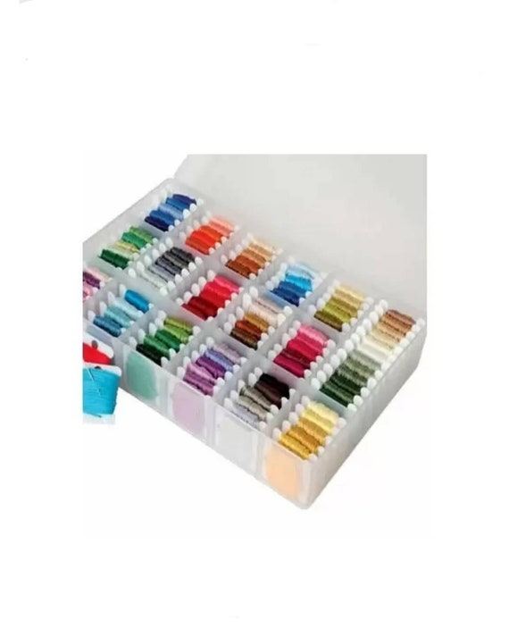 Embroidery Floss Organizer Box  17 Compartment Plastic Box with Lid,  Embroidery Thread Organizer with 100