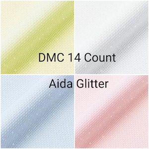 DMC 14 Count Glitter Spaekle Aida Fabric, Fabric for Cross Stitch, Fabric for embroidery, Opalescent Aida Cloth