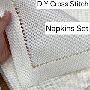 DIY 16Ct Leinen Aida Servietten Set, Kreuzstich, Stickerei, Leinen Servietten Set
