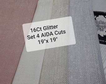 Glitter Aida Fabric: 16 Count Cross Stitch, Set of 4 (19"x19")