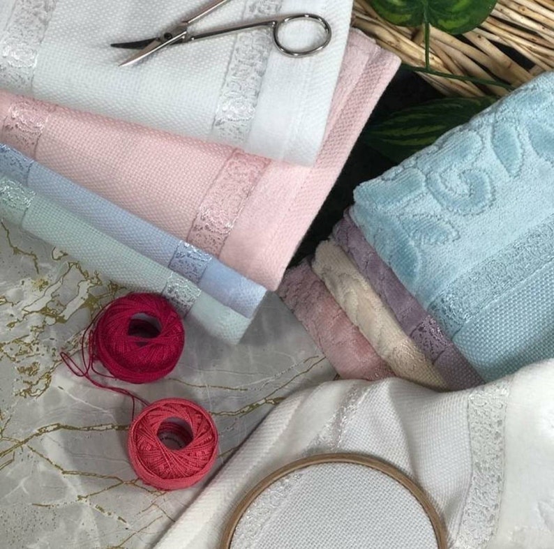 Towel to Cross Stitch Diy Cross Stitch Aida Towel Bath Etsy