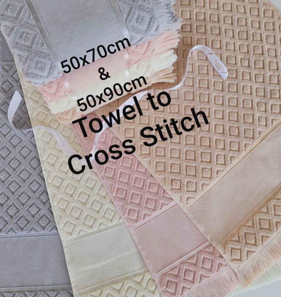 Cross Stitch Towel, Face Towel, Hand Towel, Soft Baby Towel, 100