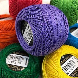 Domino Cotton Perle, size 8-12,  Pick Your Color and Quantity, Cotton Cross Stitch Thread, Embroidery Thread