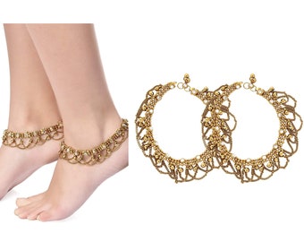 Babosa Sakhi Pearl Payal Anklet Gold Color Indian Traditional Foot Ankle Chain Ethnic Bridal Jewelry BBA4