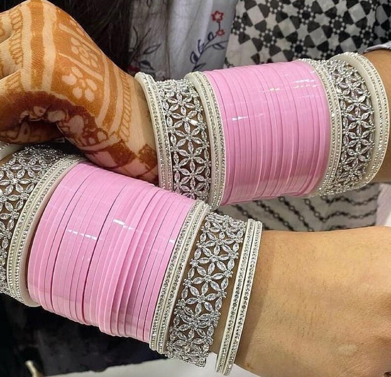 Indian Bridal Chuda Pink Chura Designer Chura & AD Bangles Etsy