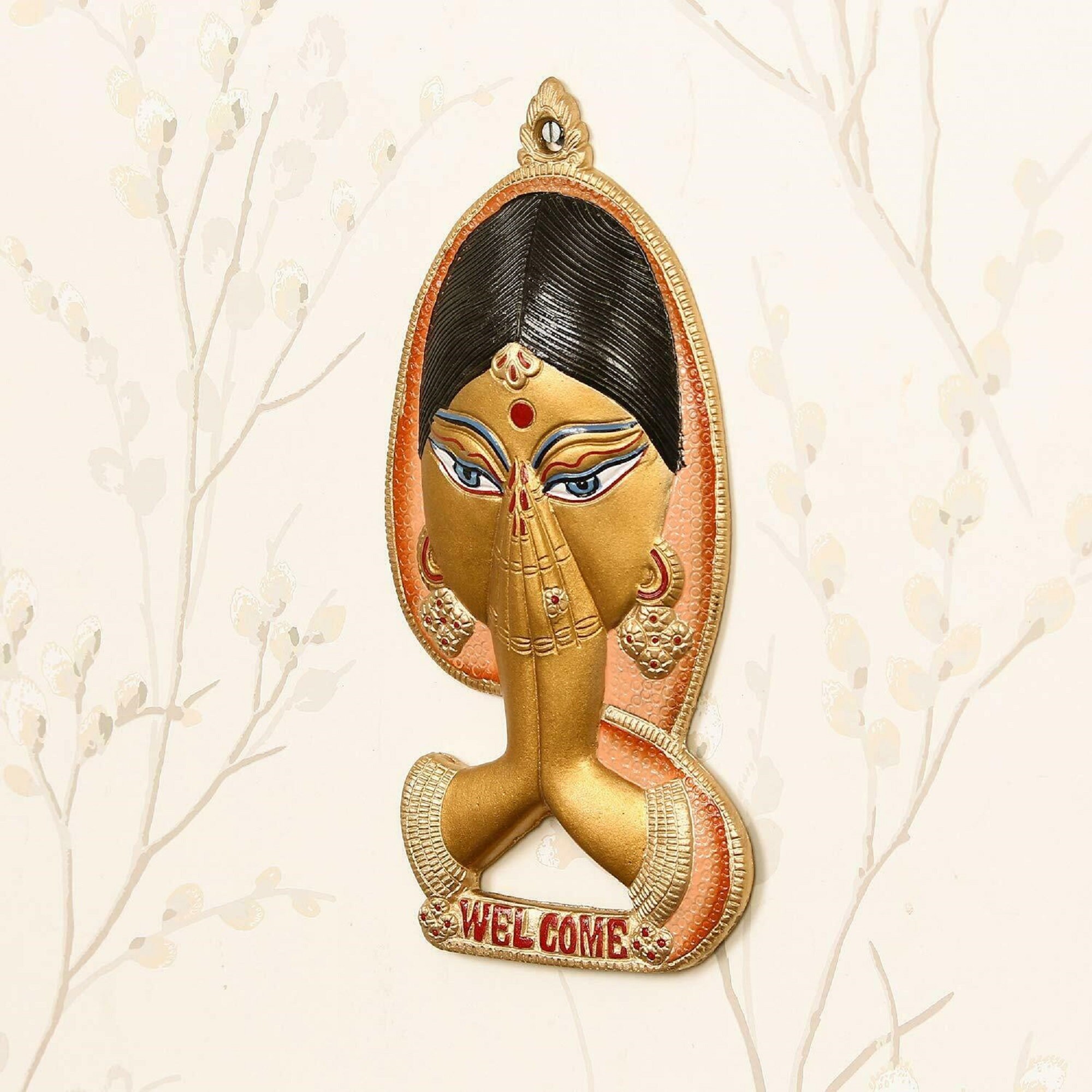 Metal Welcome Namaste Lady Wall Hanging Wall Decor Showpiece Etsy
