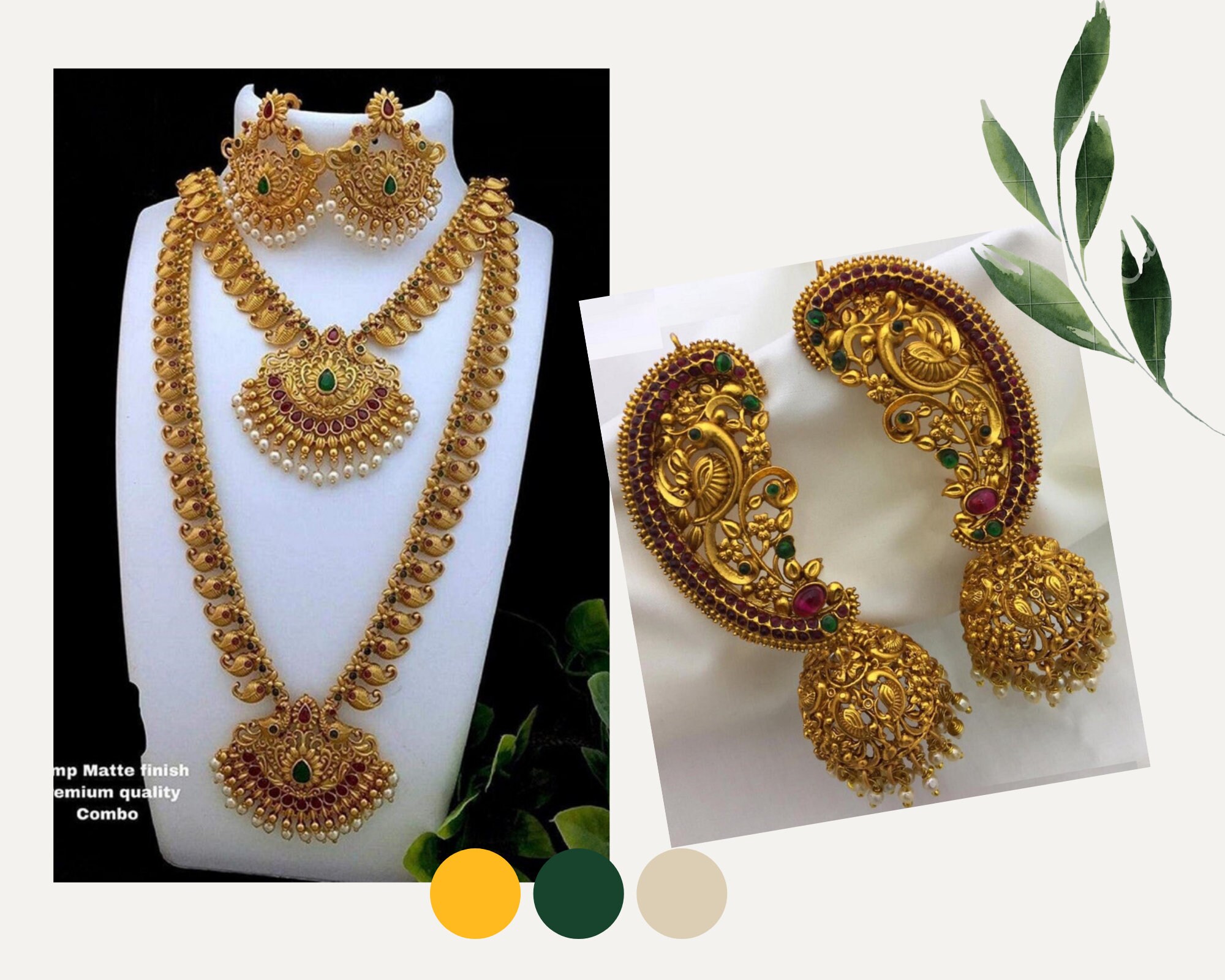 Antique Gold Plated Temple Jewelry Set 