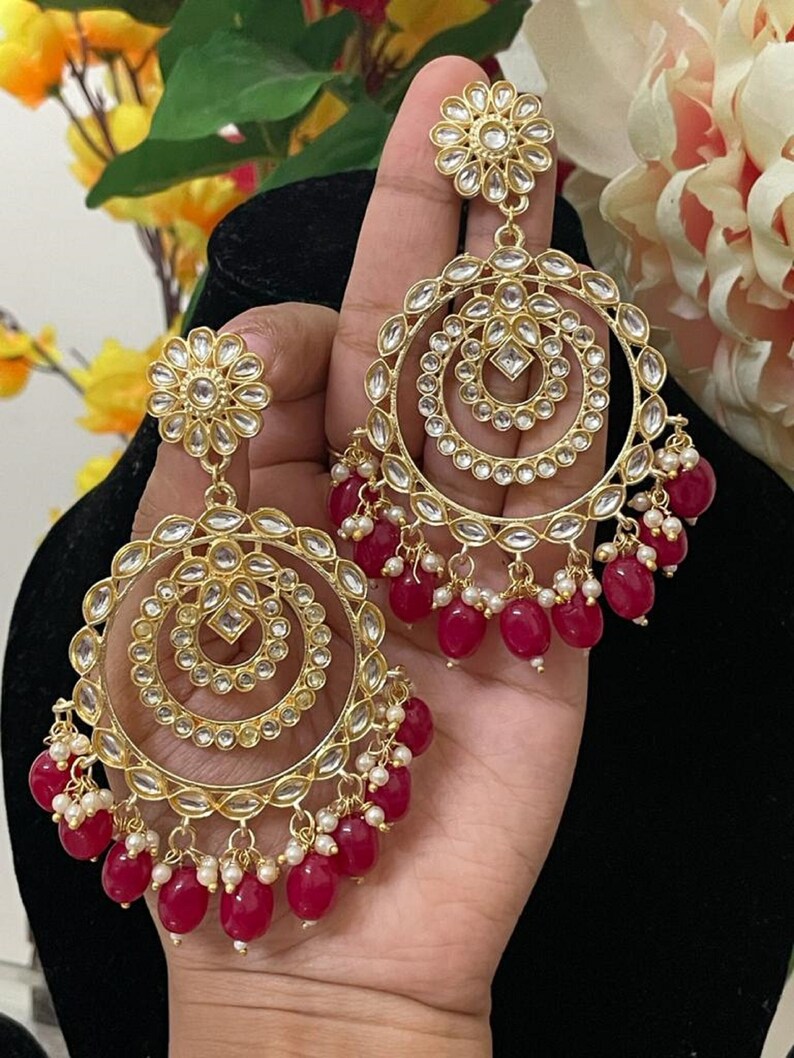 Wedding Kundan Earrings Set Jewelry Indian Baali Earrings Set Bridal Earring Set Women Jewelry Set Wedding Kundan Earrings Set Jewelry Indian Baali Earrings Set Bridal Earring Set Women Jewelry Set
