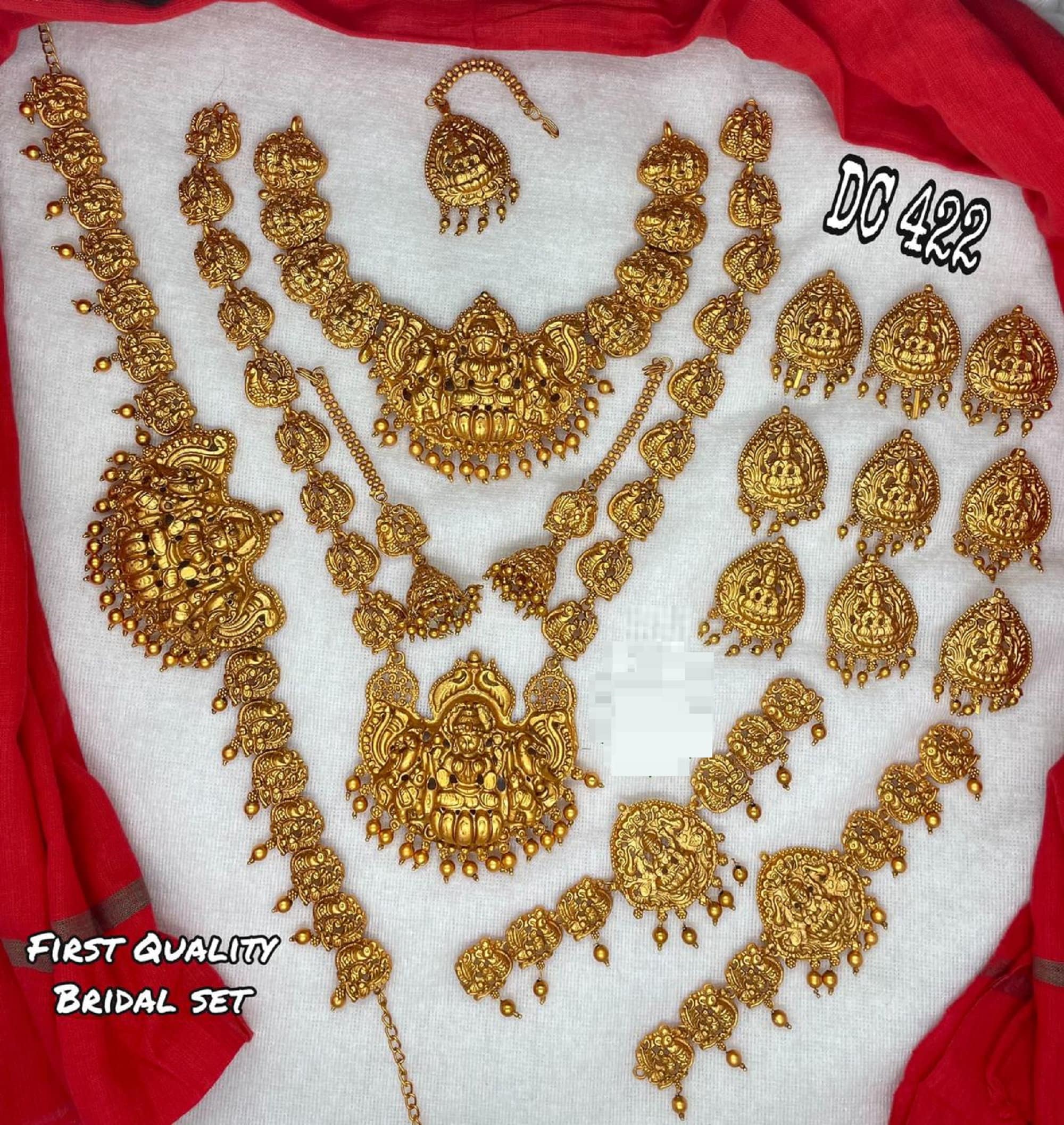 Antique Matte Golden Temple Jewellery Set Full Bridal jewelry Etsy