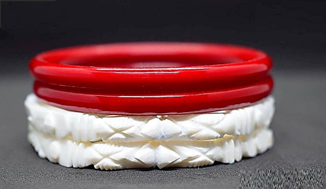 Bengali white Conch shell bangle shankha set of 2 Indian Etsy