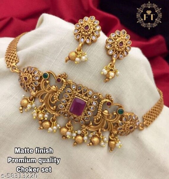 Gold Choker Necklace Indian Gold 