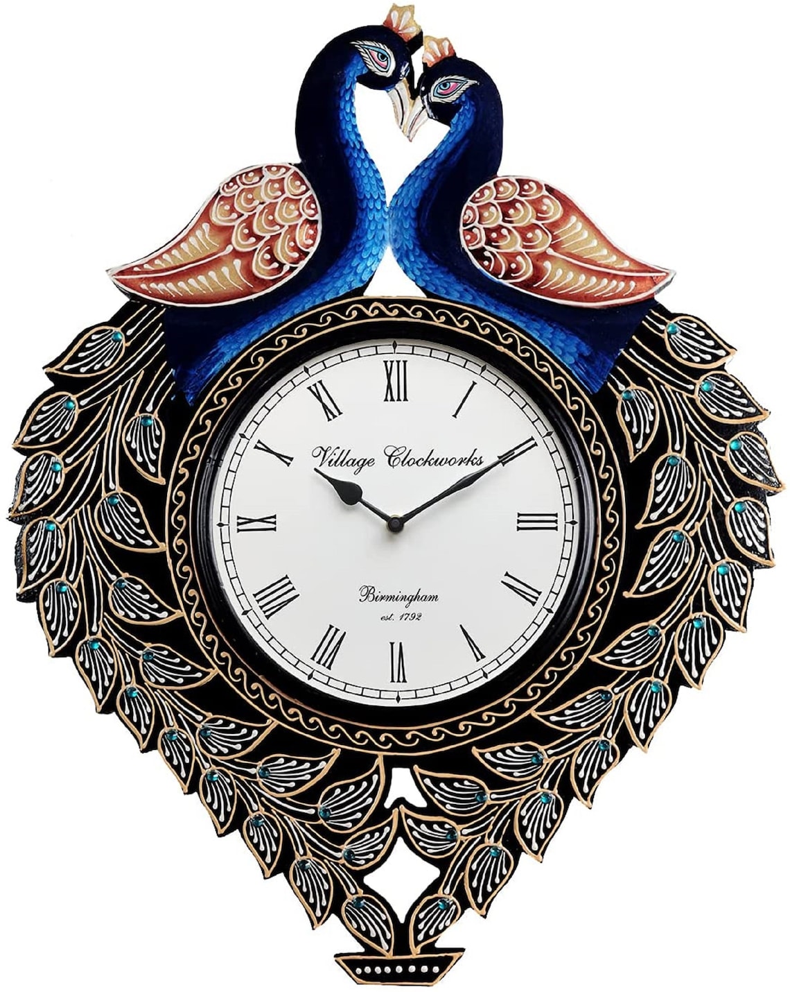 Wooden wall clock Peacock Wall Clock Analog Wall Clock Home Etsy