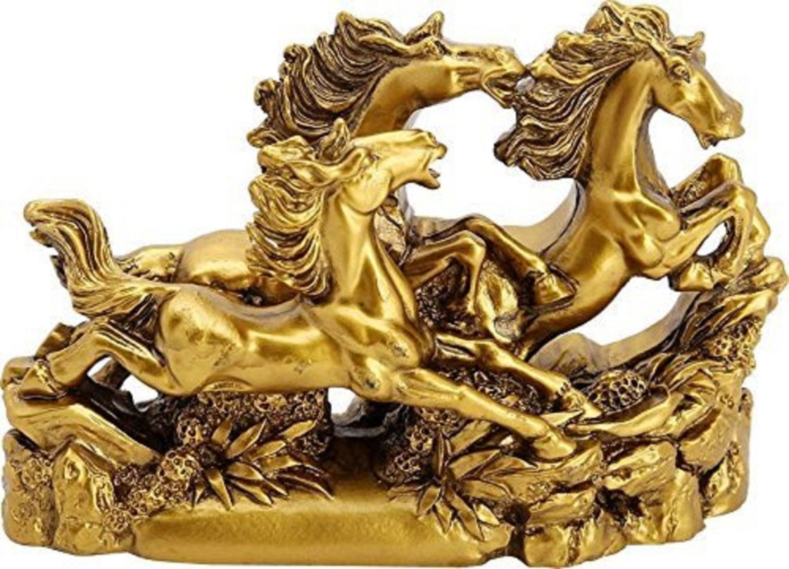 Running Horses statue Resin Feng Shui Home Decor Sculpture Etsy