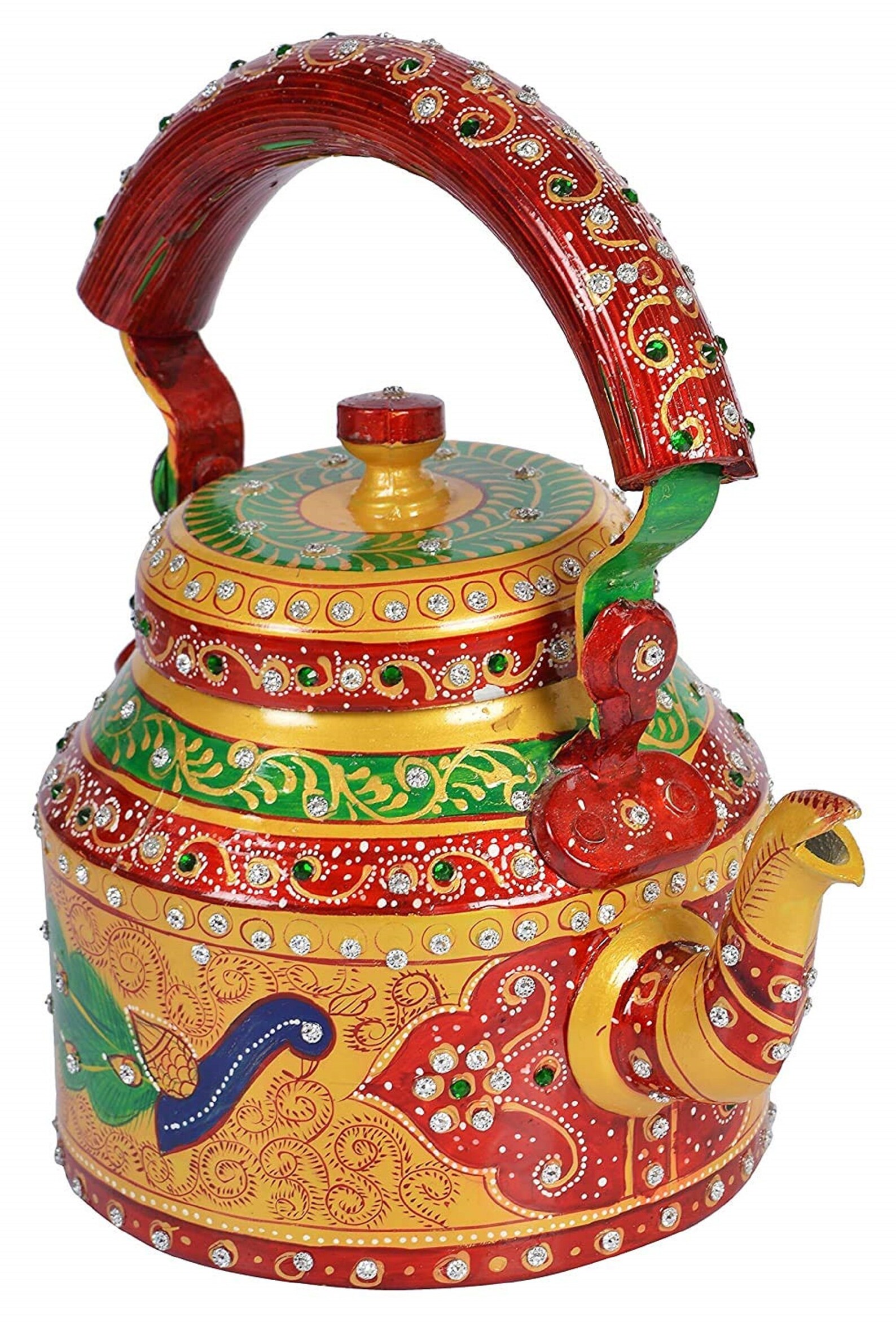 Hand Painted Tea Kettle Meenakari Kettle Pot Indian Jaipuri Etsy