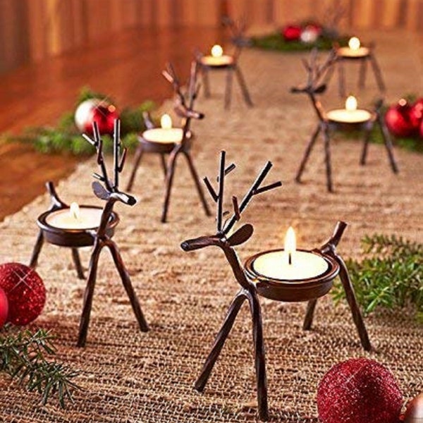 Metal Reindeer Candle Holder Etsy