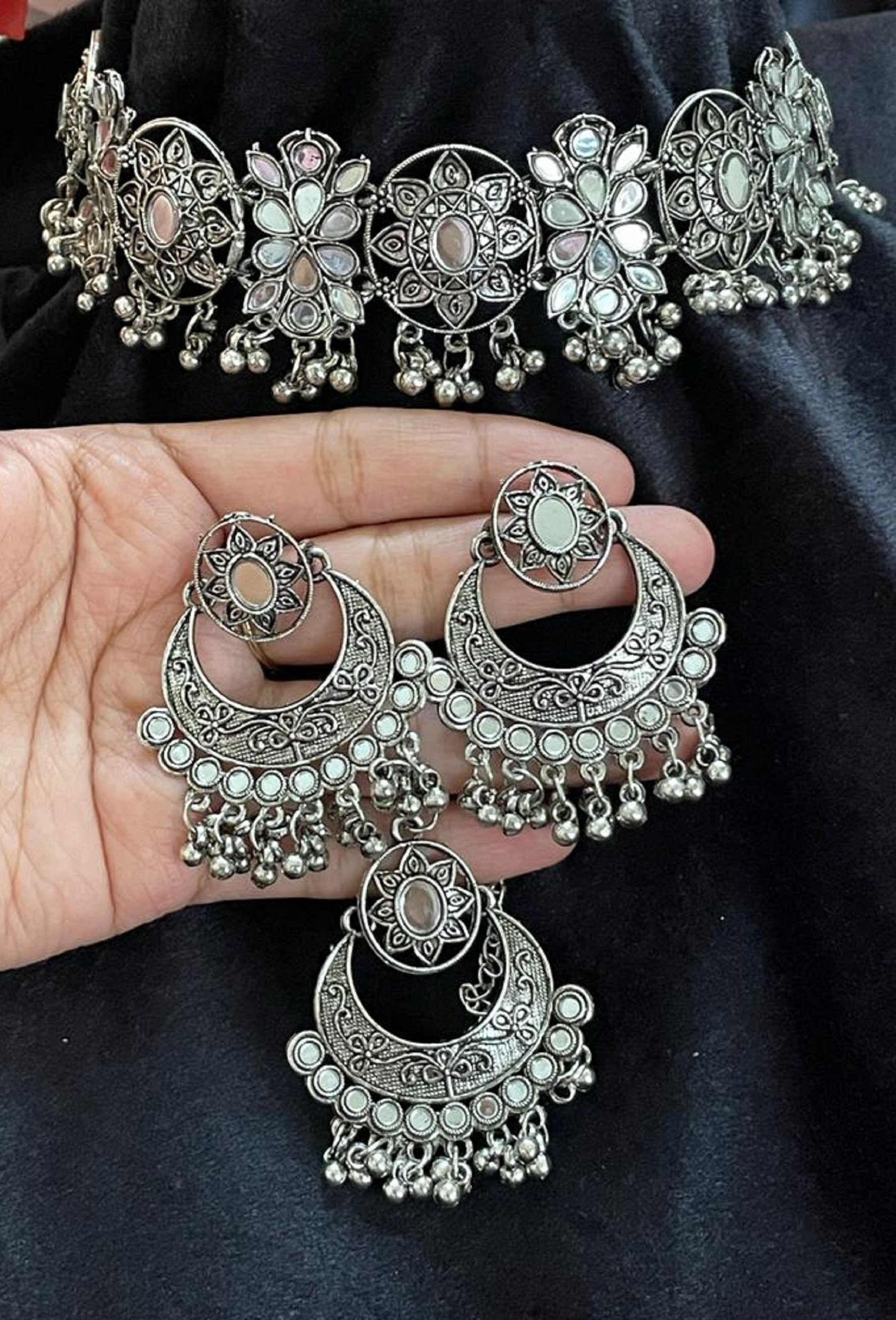 Mirror Choker Handmade Jewelry Indian 