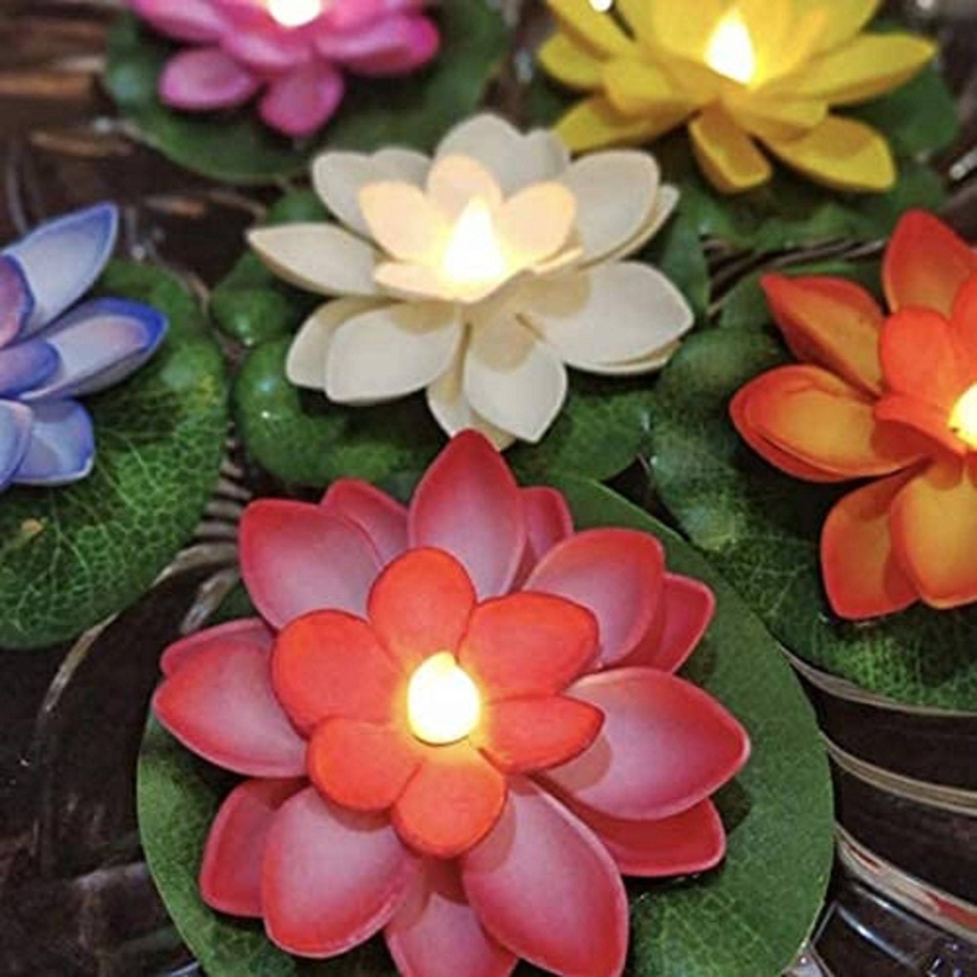 Floating Lotus Lights Water Lily Candles Light For Pool Festival Nigh 6 Pcs Floating Lotus Lights Water Lily Candles Light For Pool Festival Nigh 6 Pcs