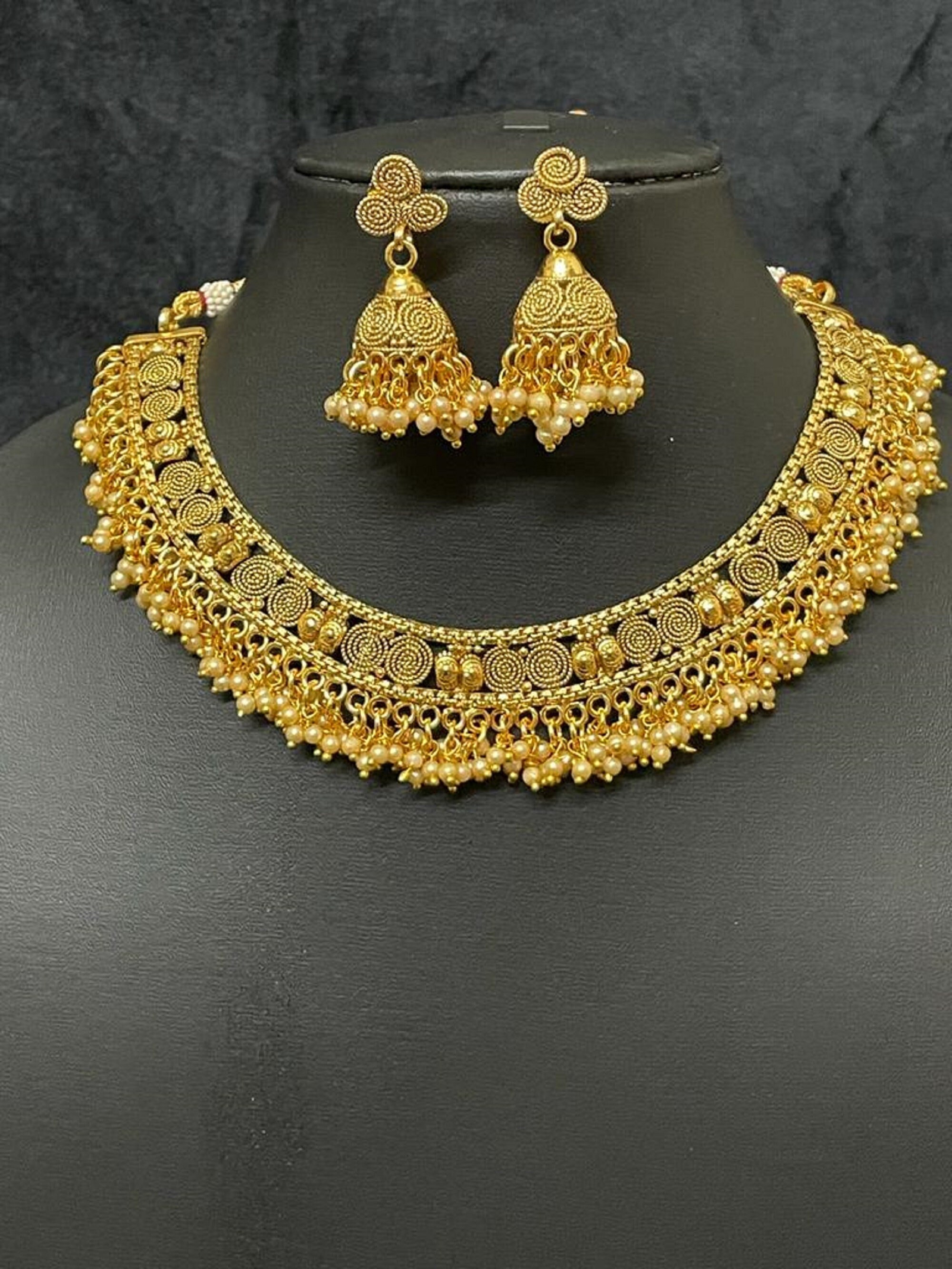 Indian Gold Choker Indian Gold Choker Set Indian Choker Etsy