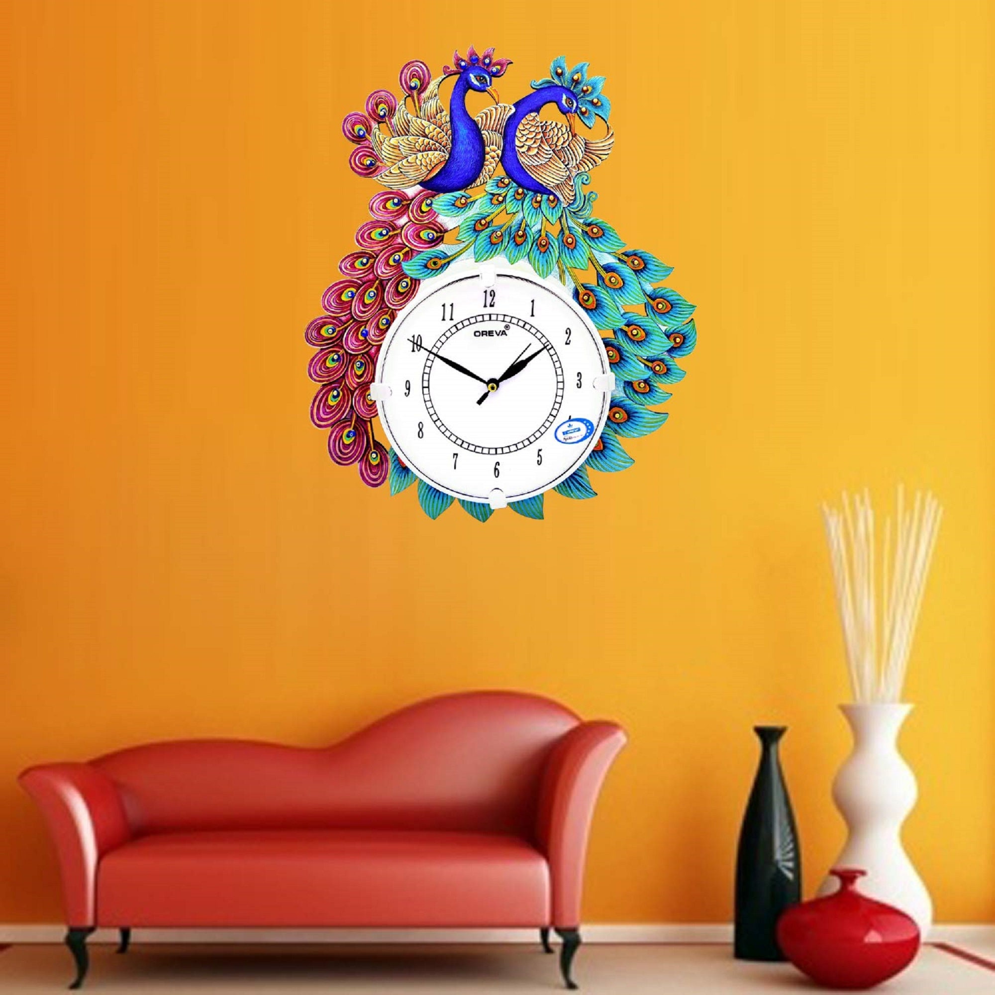 Handmade Wooden Wall Clock Peacock Design Wall Hanging Wall Etsy