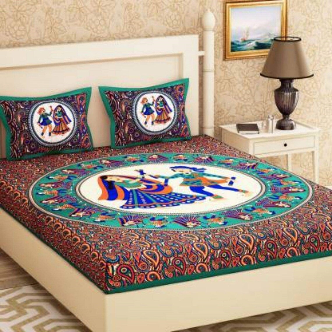 Indian Jaipuri Traditional Bedsheet 100 Cotton Queen Size 2 Etsy
