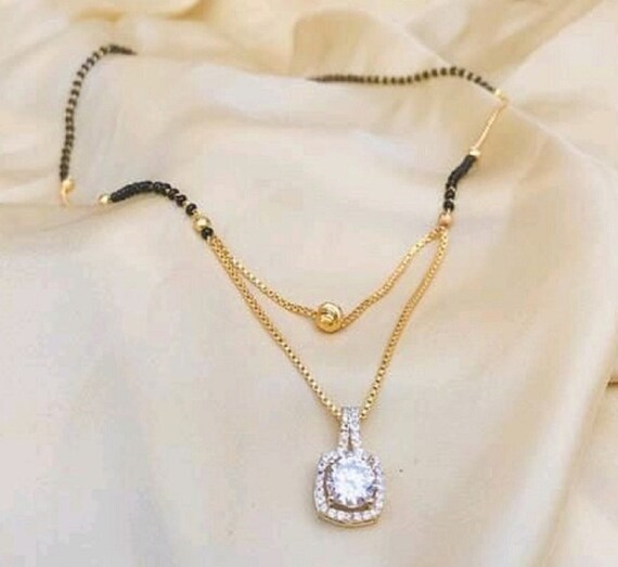 Designer Mangalsutra Single Stone 