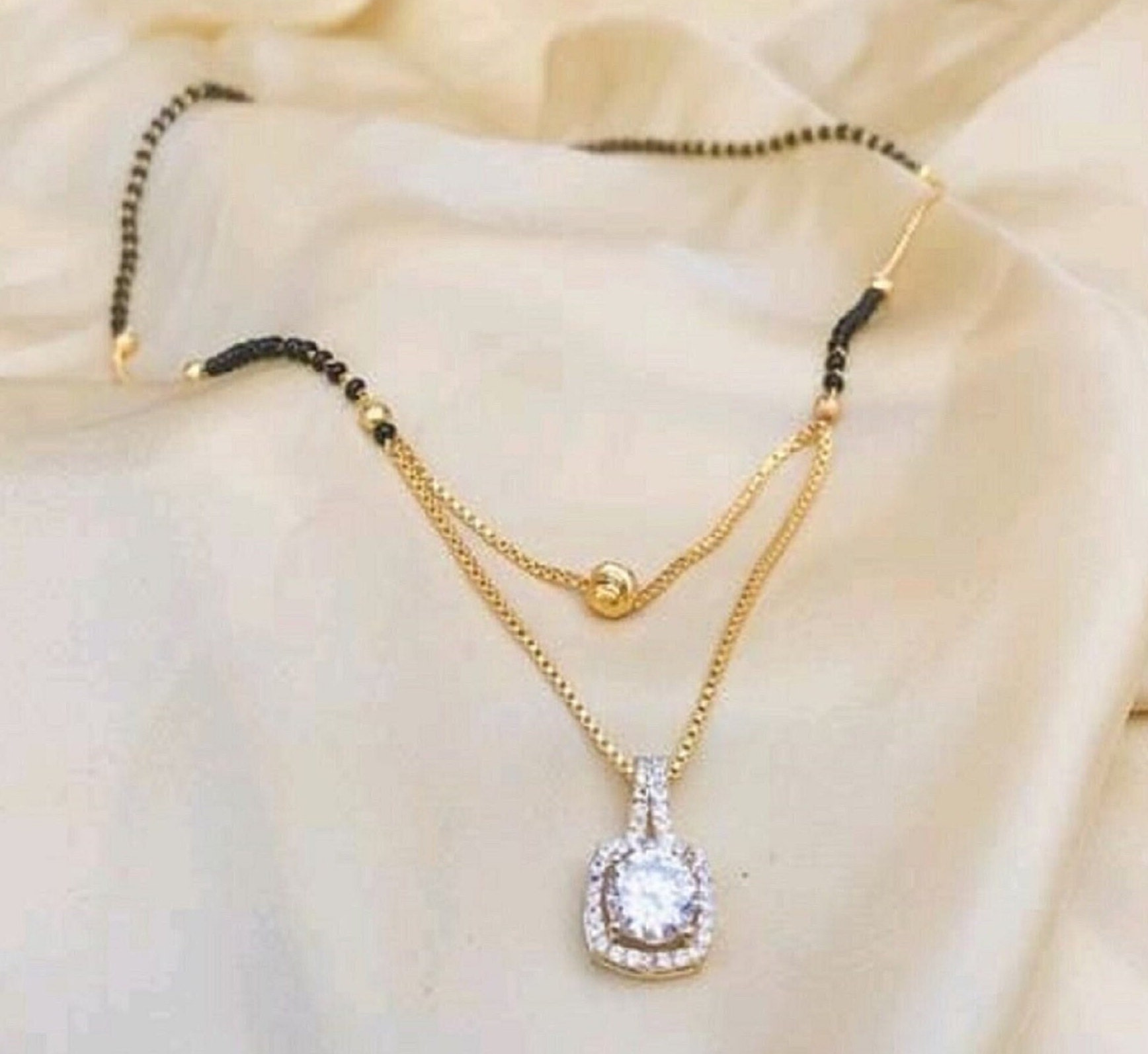 Designer Mangalsutra Single Stone 