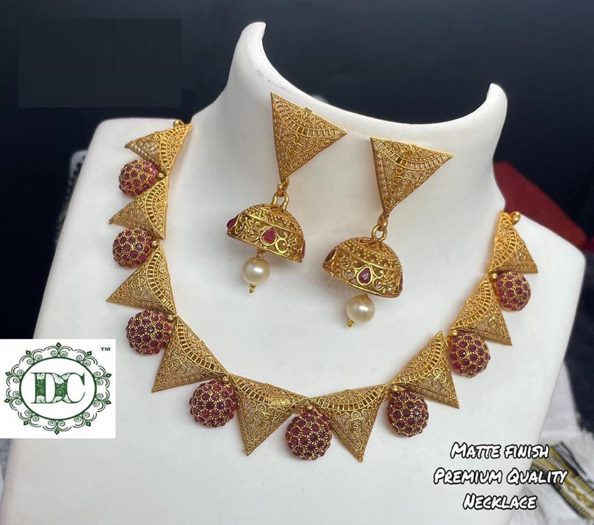 Gold Choker Necklace /Indian Gold Necklace Set/ Indian Choker/ Etsy