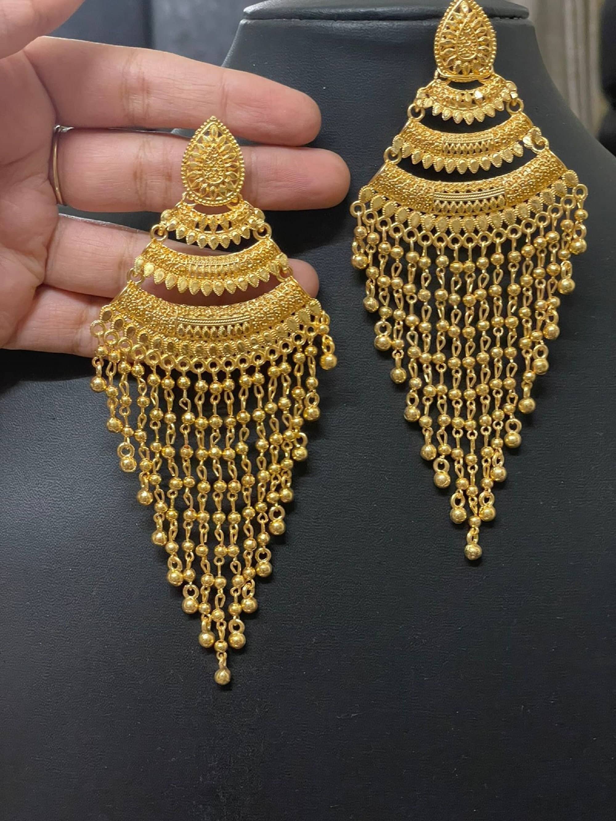 Antique Gold-plated Indian Earrings Traditional Gold Plated - Etsy